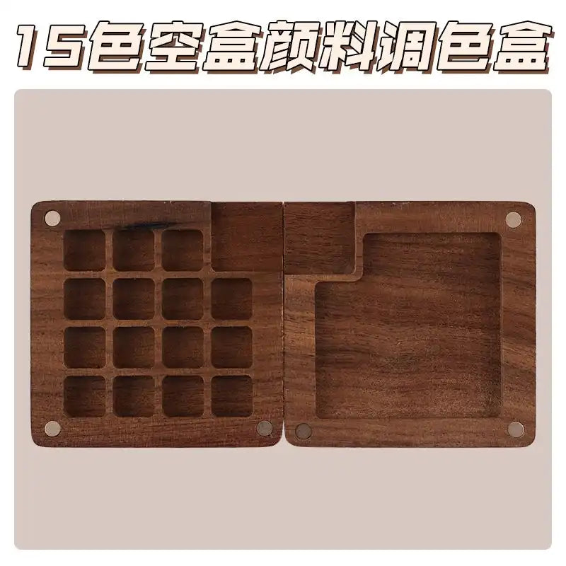 WEIQUEENpaint box Walnut Raw Material Box Mini Portable Drawing Board Travel Sketching Carry-on Walnut Box with Grid Set