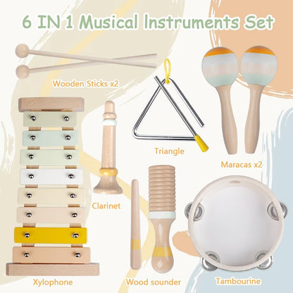 Baby Musical Instruments-Montessori Wooden Toys for Toddlers 1-3