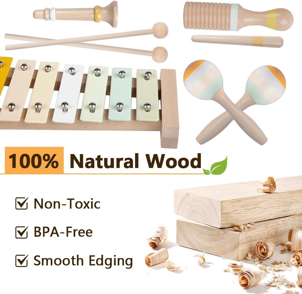 Baby Musical Instruments-Montessori Wooden Toys for Toddlers 1-3