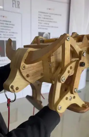 WEIQUEEN Wooden cow model Walking wooden cow Hands-on assembling toys Artwork