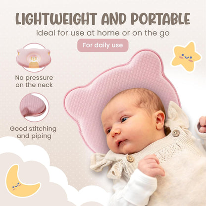 Soft and Breathable Baby Pillow with Memory Foam and Bear Design