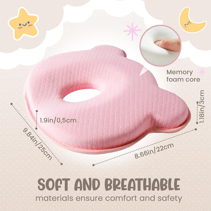 Soft and Breathable Baby Pillow with Memory Foam and Bear Design