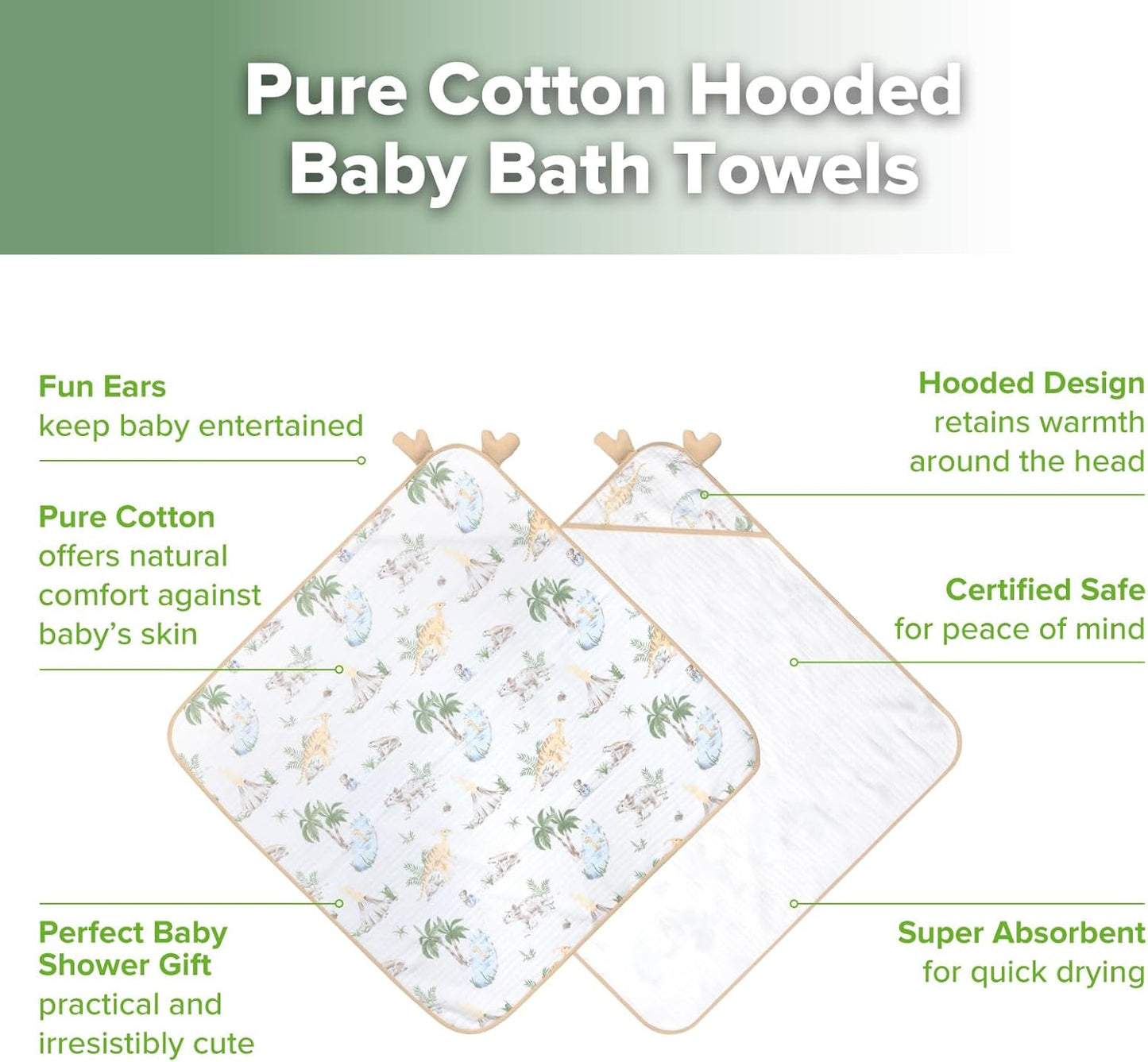 Ultra-Soft & Super Absorbent Cotton Hooded Towels