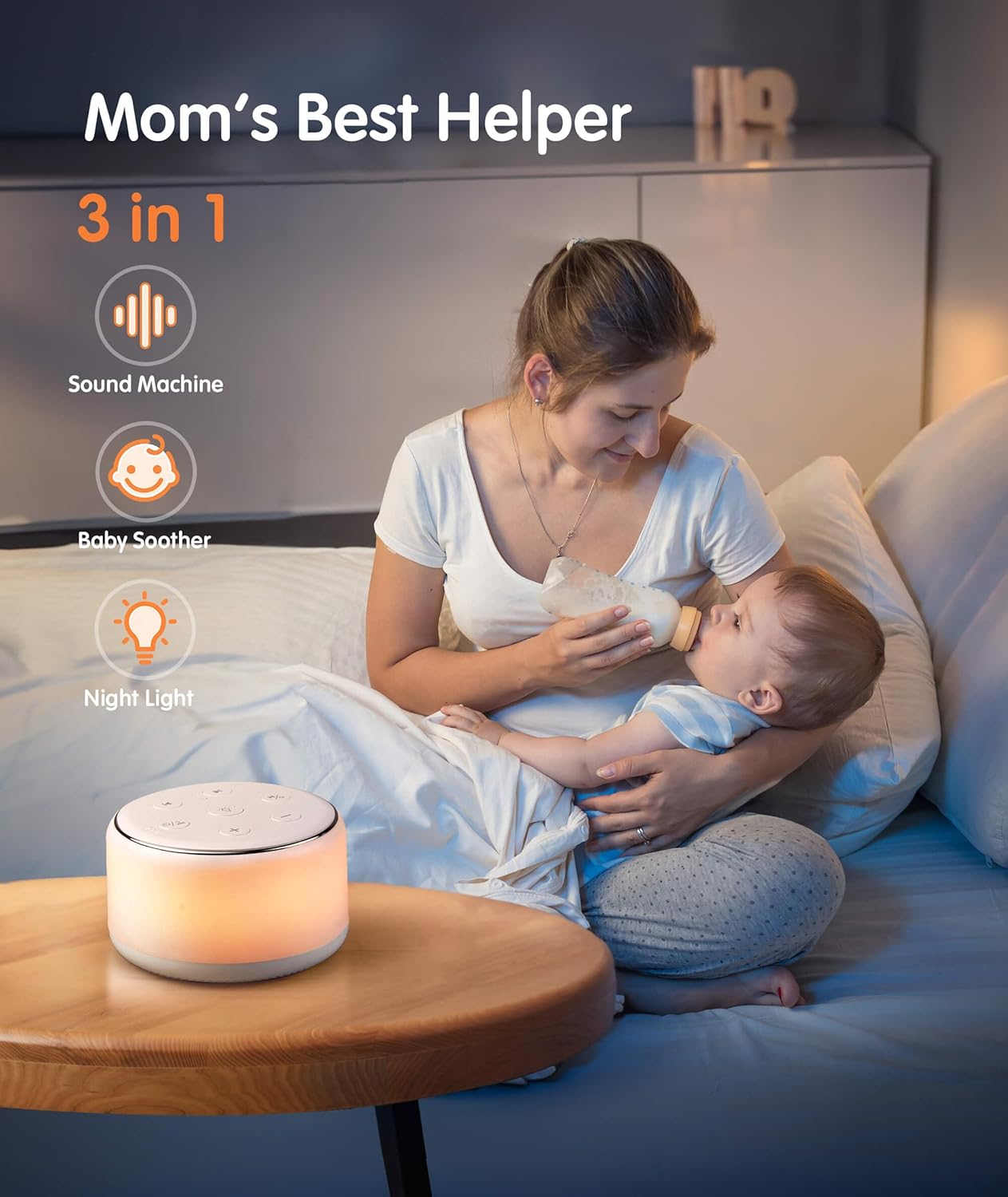 34 Soothing Sounds, Rechargeable White Noise Machine for Kids Adults
