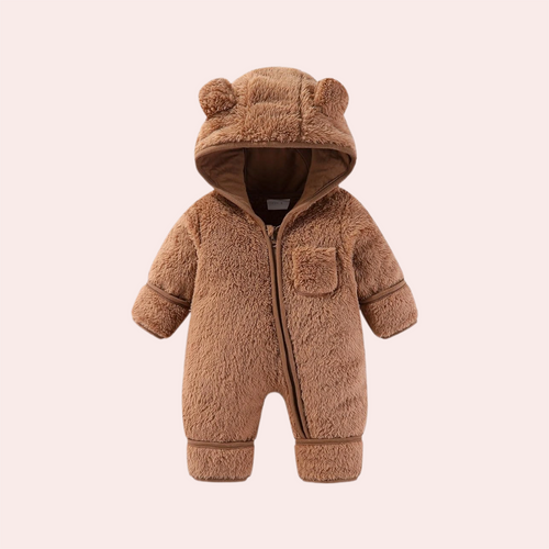 Newborn Baby Bear Outfit With Fold-Over Mittens and Footies