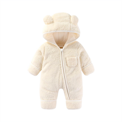 Newborn Baby Bear Outfit With Fold-Over Mittens and Footies