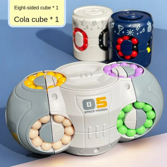 WEIQUEEN Rotating Rubik's Cube 3D Puzzle Toy Brain Training for Children and Girls 3D Decompression Space Rubik's Cube