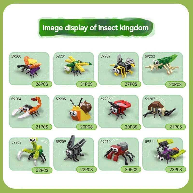 WEIQUEEN Mini Insect Series Building Block Ladybug Dragonfly Butterfly Snail Wasp Mantis Beetle Bricks Toys Christmas Gifts For Children