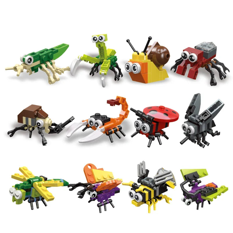 WEIQUEEN Mini Insect Series Building Block Ladybug Dragonfly Butterfly Snail Wasp Mantis Beetle Bricks Toys Christmas Gifts For Children