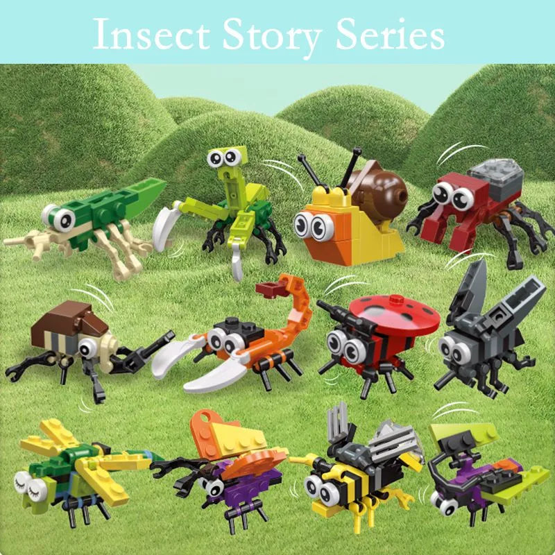 WEIQUEEN Mini Insect Series Building Block Ladybug Dragonfly Butterfly Snail Wasp Mantis Beetle Bricks Toys Christmas Gifts For Children