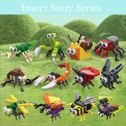 WEIQUEEN Mini Insect Series Building Block Ladybug Dragonfly Butterfly Snail Wasp Mantis Beetle Bricks Toys Christmas Gifts For Children