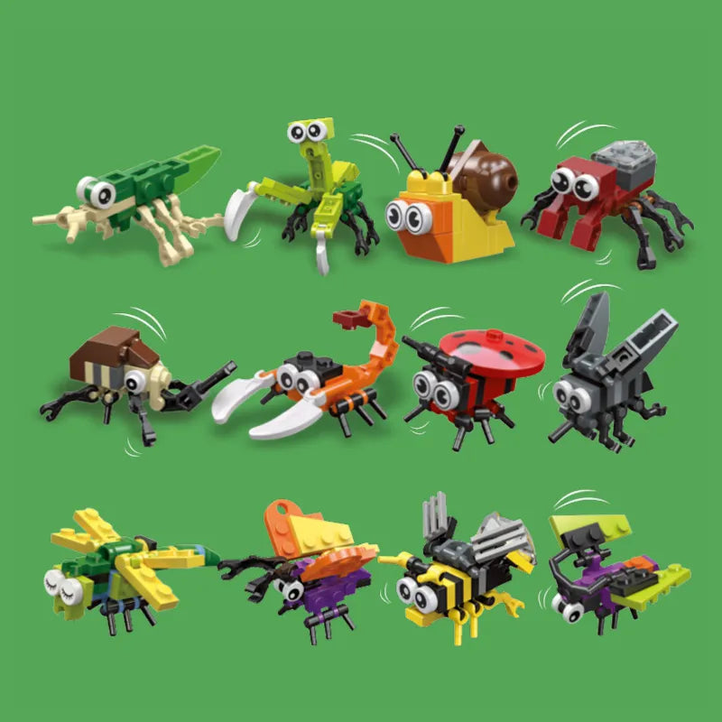 WEIQUEEN Mini Insect Series Building Block Ladybug Dragonfly Butterfly Snail Wasp Mantis Beetle Bricks Toys Christmas Gifts For Children